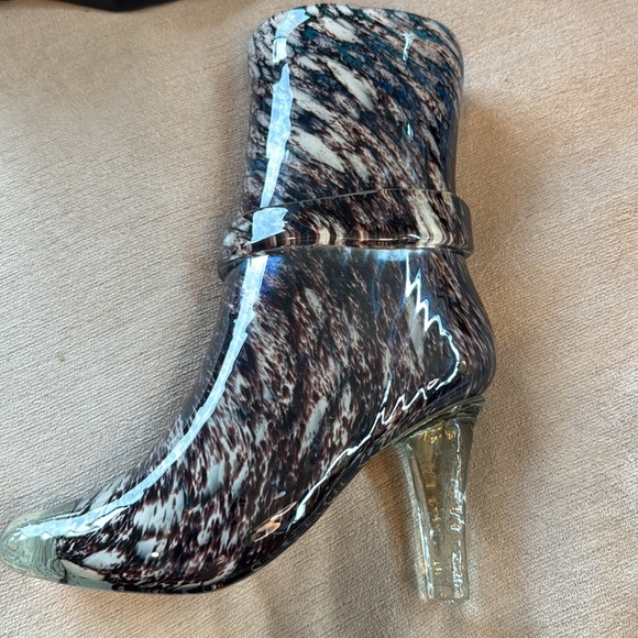 Glass High-Heeled Boot Vase Green Buckle Boot Tall cavalier glass - Picture 6 of 13